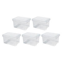 AUFBEWAHRUNGSBOX 5er-Set mehrzweck mit Deckel Transparent HxBxT 16x30x20cm9 Liter - Transparent, Kunststoff (30/16/20cm) - PROREGAL
