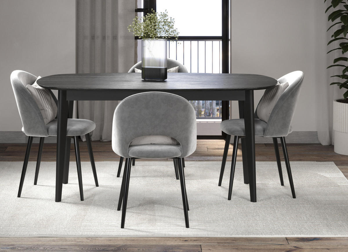 ESSTISCH Esche schwarz 160 x 90 cm, moderner Küchentisch - Schwarz, Holzwerkstoff (77/160/90cm) - Top.Furn