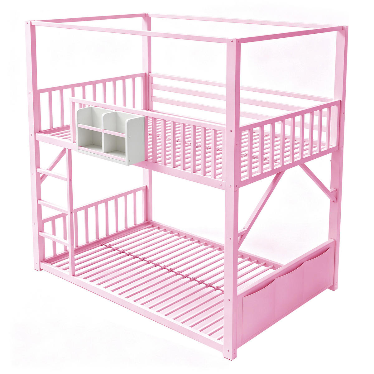ETAGENBETT 90/200 cm Metall mit Dachdesign, DE-41590, in Rosa - Pink, Metall (90/200cm) - ComfortXL