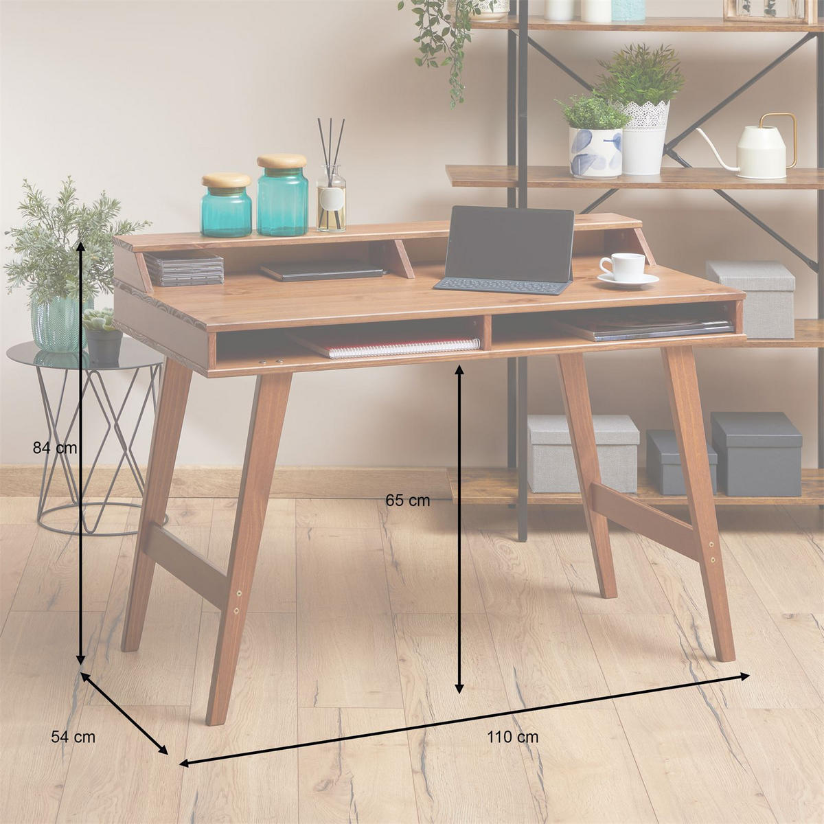 SCHREIBTISCH LUNA Kastanie - Kastanienfarben, Holz (54/110/83cm) - IDIMEX