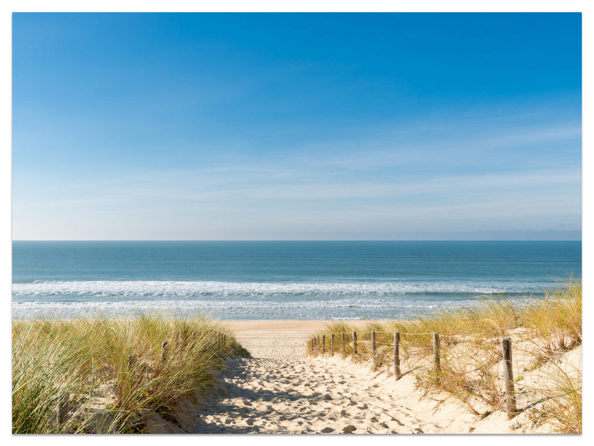 FOTOTAPETE Strand Meer Landschaft 3D 250x175 - Blau/Beige, Papier (250/175cm) - Muralo