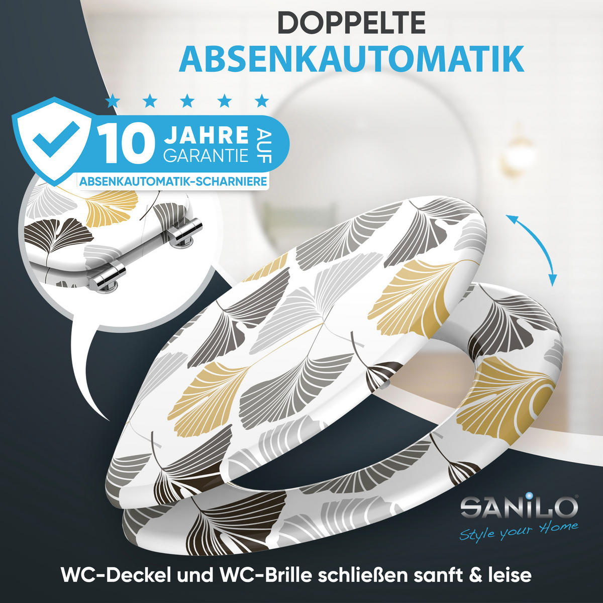 WC Sitz mit Absenkautomatik Ginkgo - Weiß, Holzwerkstoff (38/6/47cm) - Sanilo