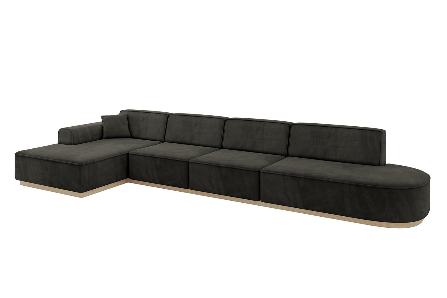 ECKSOFA Ottomane Links IREA-L3 - 412x165x80 cm Schwarz - Schwarz, Holzwerkstoff/Textil (412/165cm) - ALTDECOR