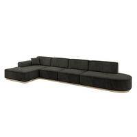 ECKSOFA Ottomane Links IREA-L3 - 412x165x80 cm Schwarz - Schwarz, Holzwerkstoff/Textil (412/165cm) - ALTDECOR
