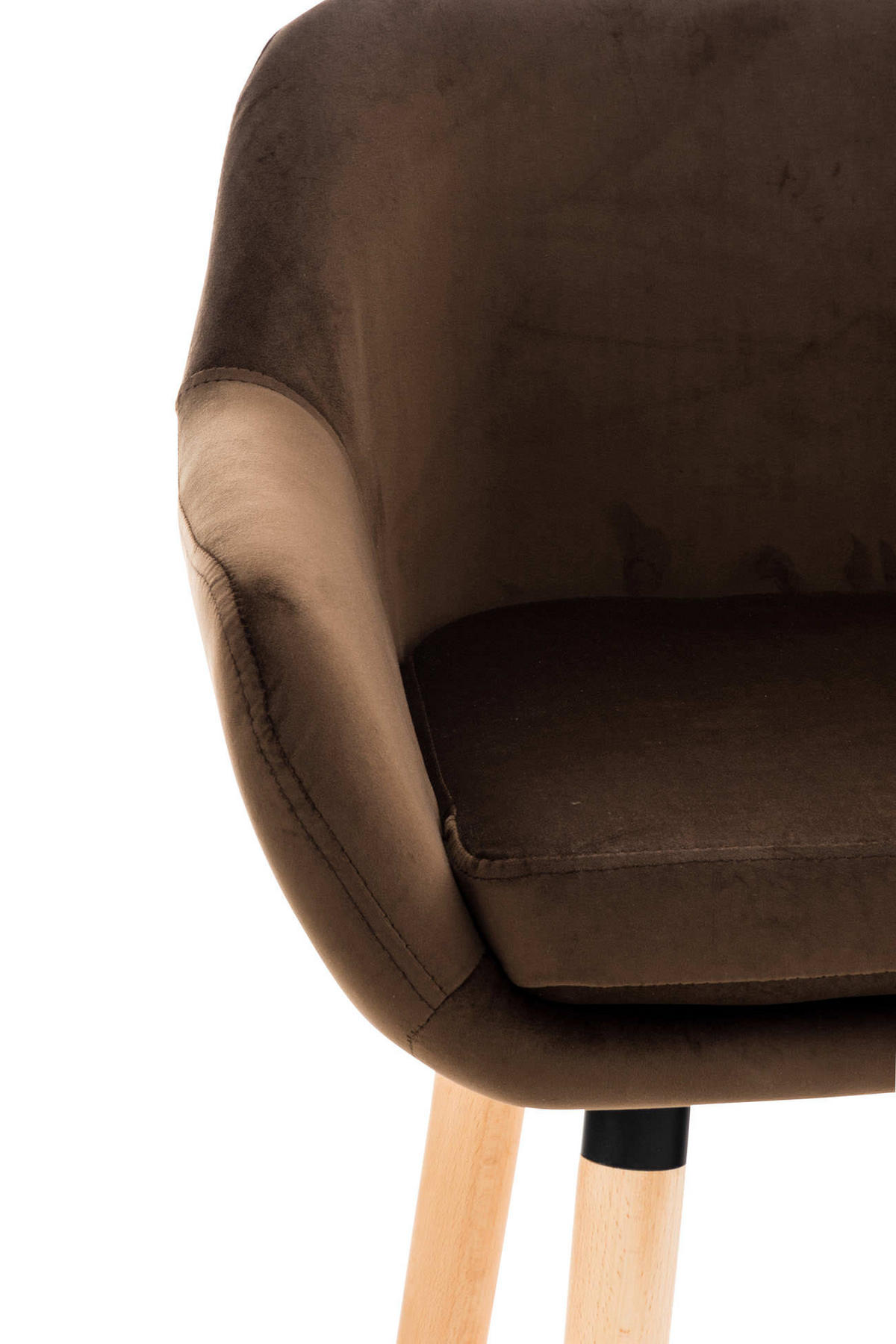 BARHOCKER 2er Set Samt braun - Eukalyptusholzfarben/Braun, Holz/Textil (51/101/50cm) - CLP