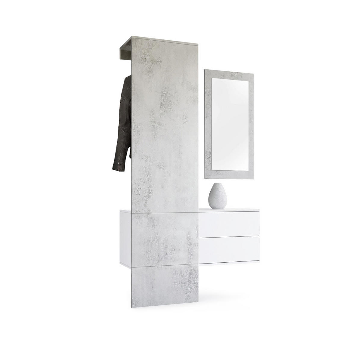 GARDEROBE Carlton - Hellgrau, Holzwerkstoff (105/193/35cm) - Vladon
