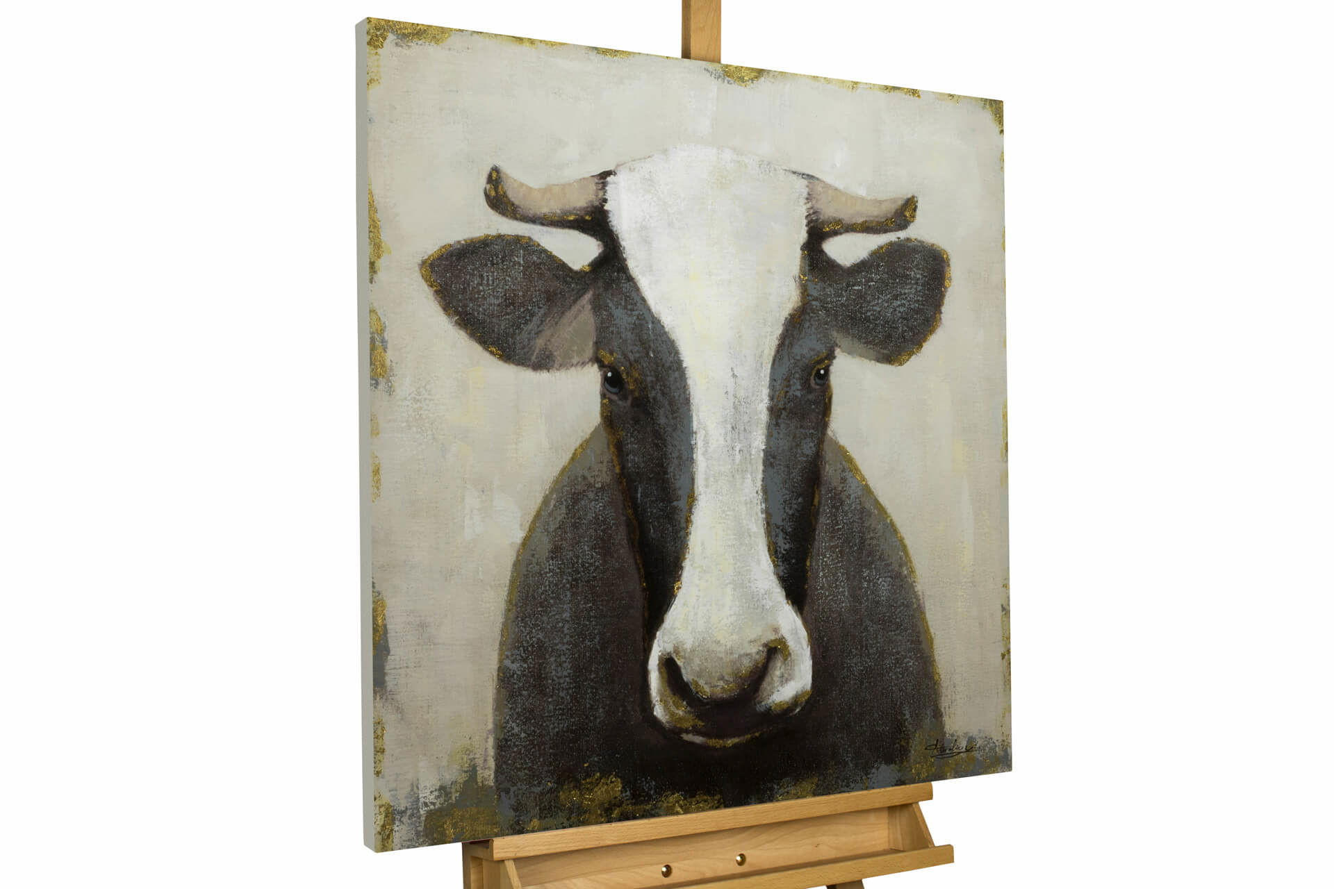 ACRYLBILD HANDGEMALT 80/80 cm - Schwarz, Holz/Textil (1.6/80cm) - KUNSTLOFT