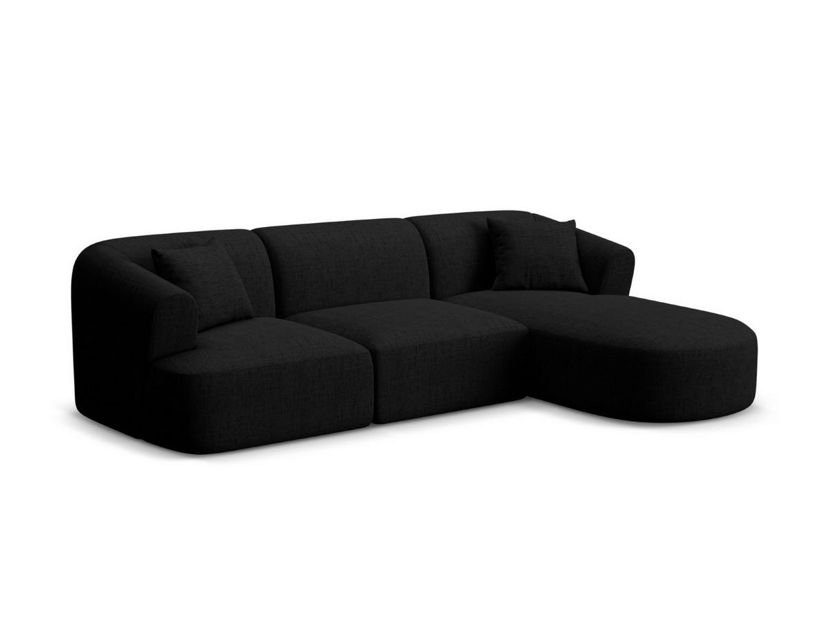 MODULARES-ECKSOFA rechts Campi aus strukturiertem Stoff schwarz 4 Sitzplätze - Schwarz, Textil (156/256cm) - Cosmopolitan Design