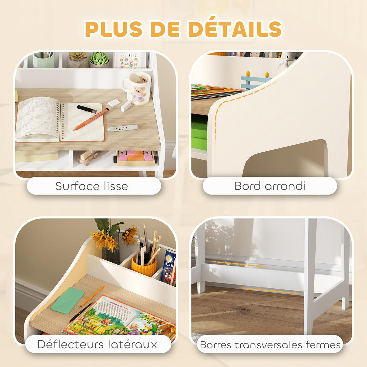 SCHREIBTISCH-SET DE-17532 2 offene Fächer, 3 Organizer Naturholz - Naturfarben, Holzwerkstoff (60/68/48cm) - ComfortXL