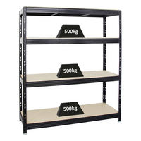 SCHWERLASTREGAL Rhino 180x160x60 cm 4 Spanplatten-Ebenen 16mm Fachlast 500 kg Schwarz - Schwarz, Metall (160/180/60cm) - PROREGAL