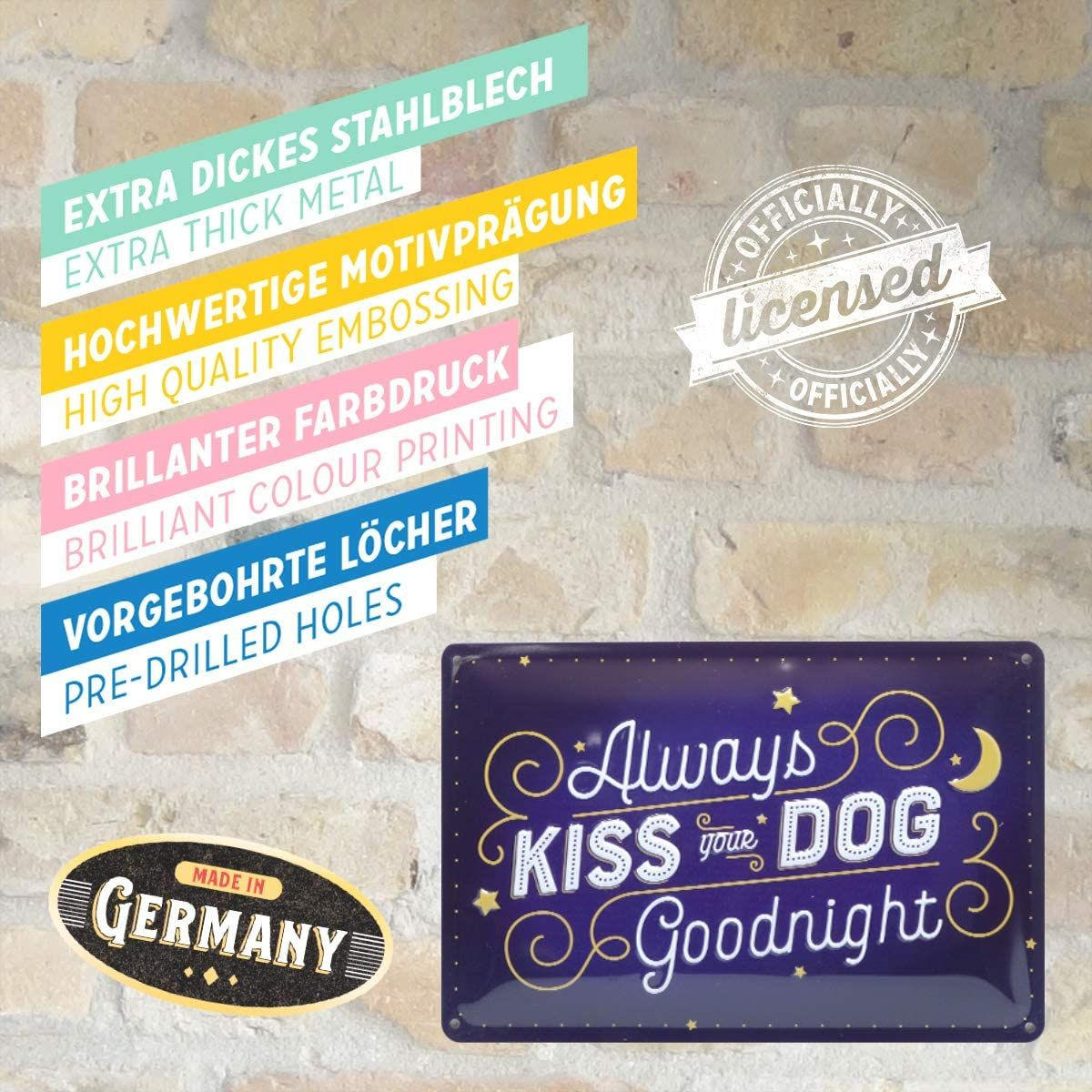 BLECHSCHILD 20/30 cm PfotenSchild Kiss Your Dog - Multicolor, Metall (30/20/0.2cm) - Nostalgic-Art