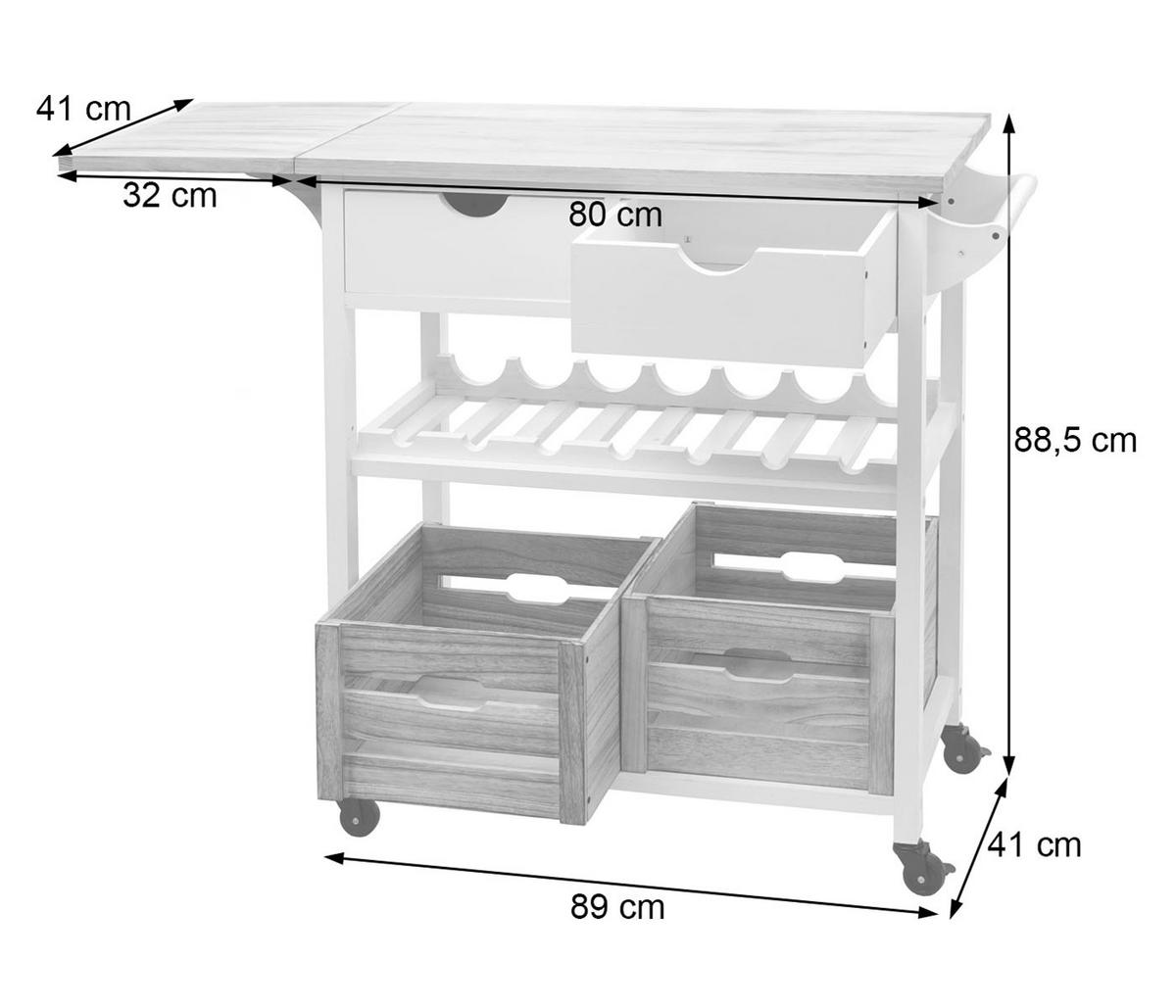 SERVIERWAGEN Weiß, Buche Dekor - Buchefarben/Weiß, Holz (119/89/89cm) - MCW