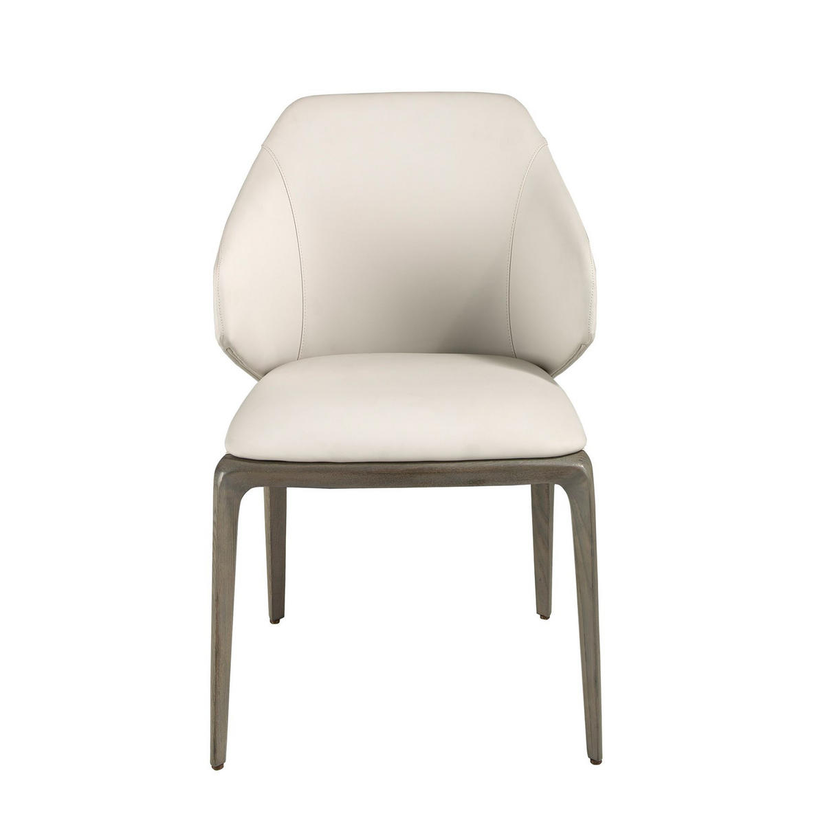 STUHL Cremefarbener Kunstlederstuhl 53/54/82 cm - Eichefarben/Creme, Leder (53/82/54cm) - ANGEL CERDA