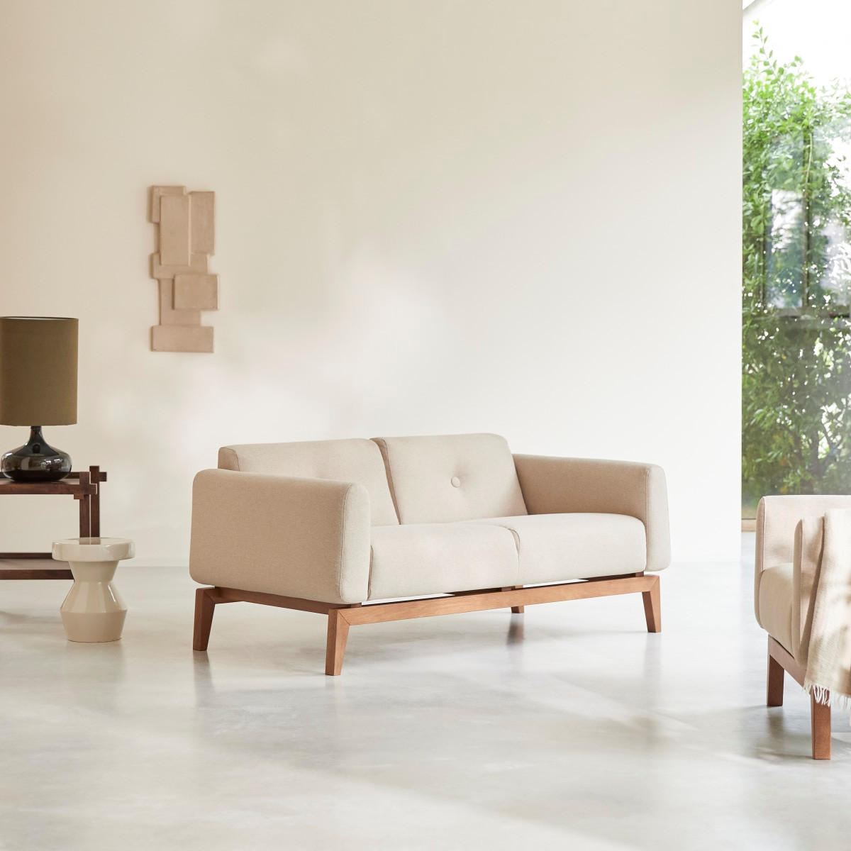 SOFA Bjorn Beige aus Stoff - Beige, Textil (155/70/82cm) - Tikamoon