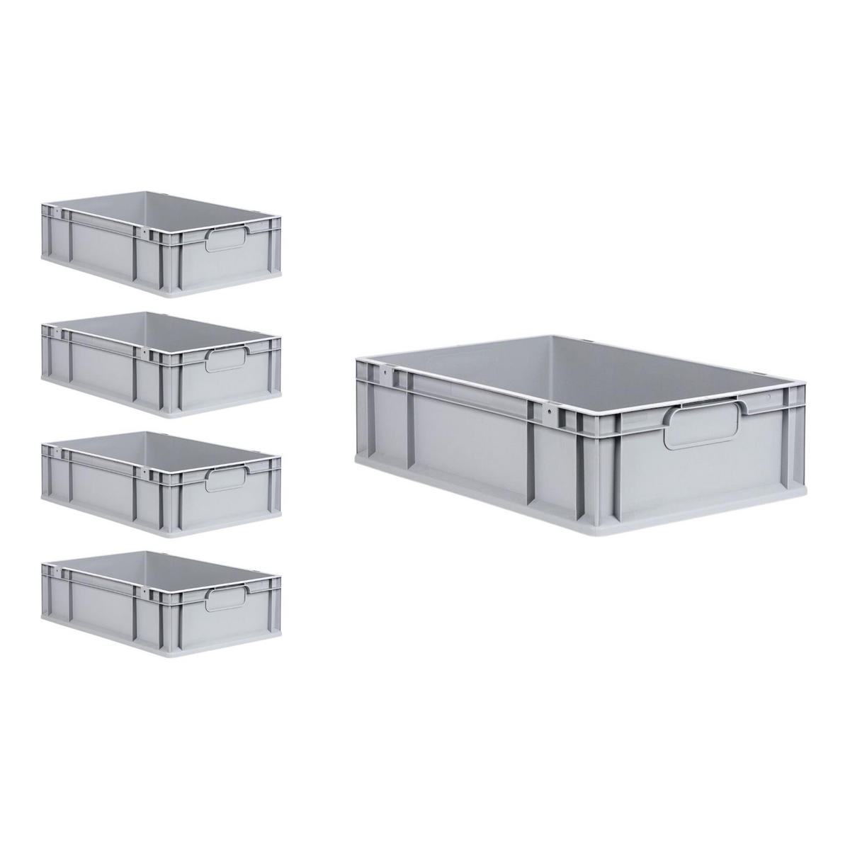 EUROBOX 5x Nextgen Economy Mit Auflagedeckel Grau/Schwarz Griffe Geschlossen - Schwarz, Kunststoff (40/17/60cm) - PROREGAL