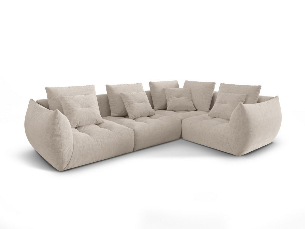 ECKSOFA modular rechts Bloom aus strukturiertem Stoff dunkelbeige 3 Sitzplätze - Mokka, Textil (216/316cm) - Micadoni