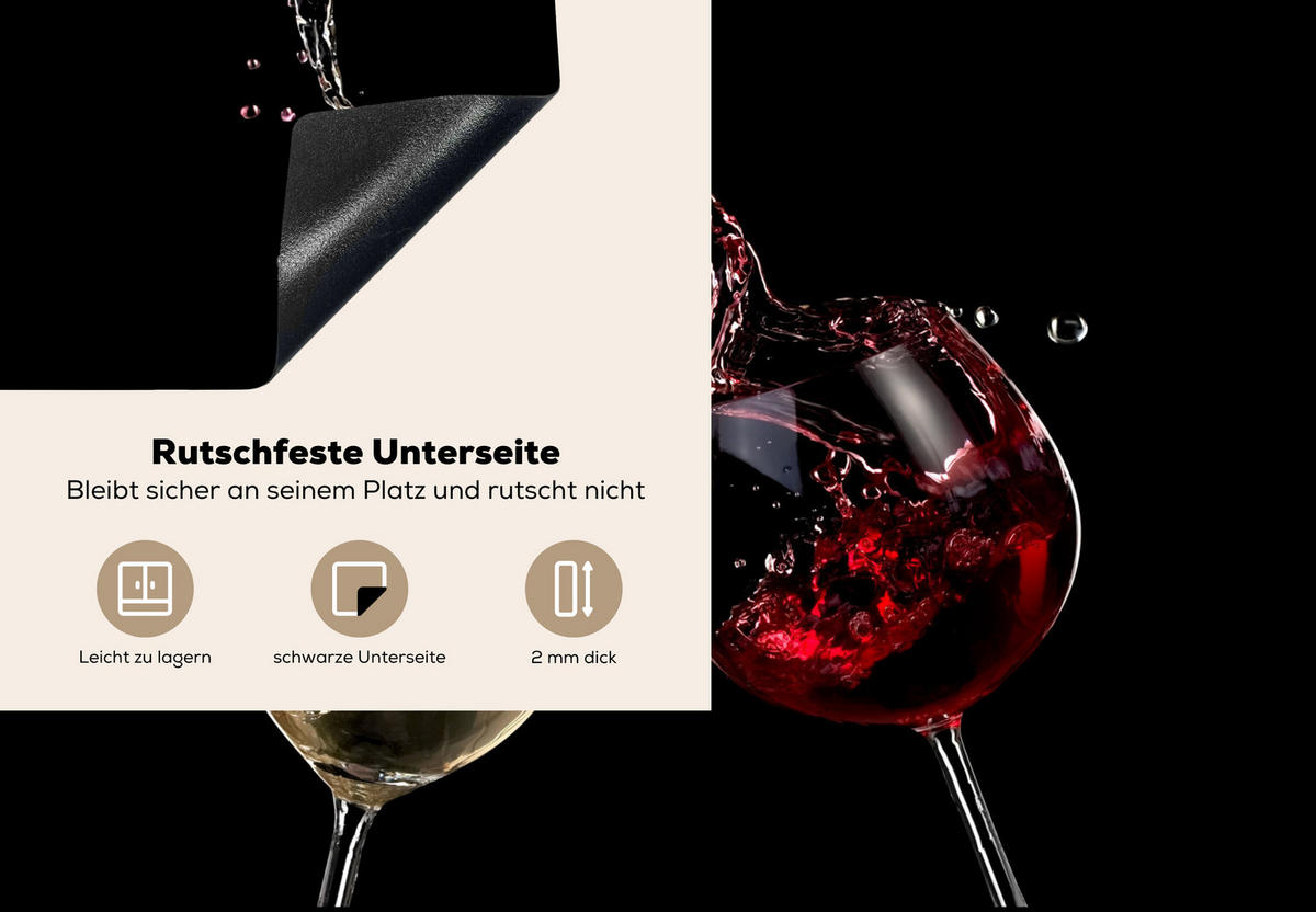 HERDABDECKPLATTE Rotwein - Weißwein - Glas - Schwarz 75x52 cm - Weinrot, Kunststoff (75/0.2/52cm) - MuchoWow