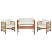 4-SITZER LOUNGE SET Akazienholz Beige Antria - Hellbraun/Beige, Holz - Beliani