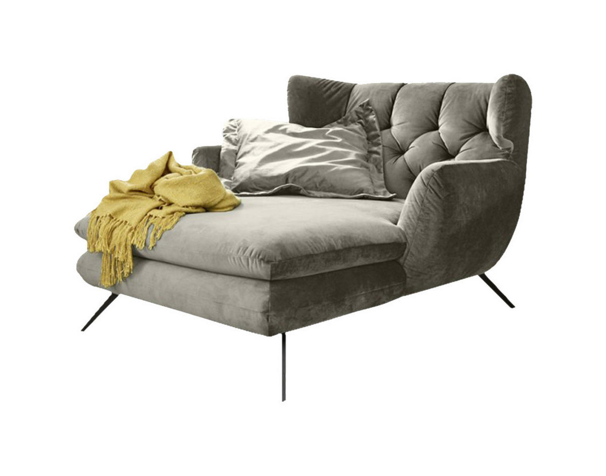 LONGSEAT CHAMRE Silber Webstoff - Silberfarben/Schwarz, Textil (130/95/160cm) - KAWOLA