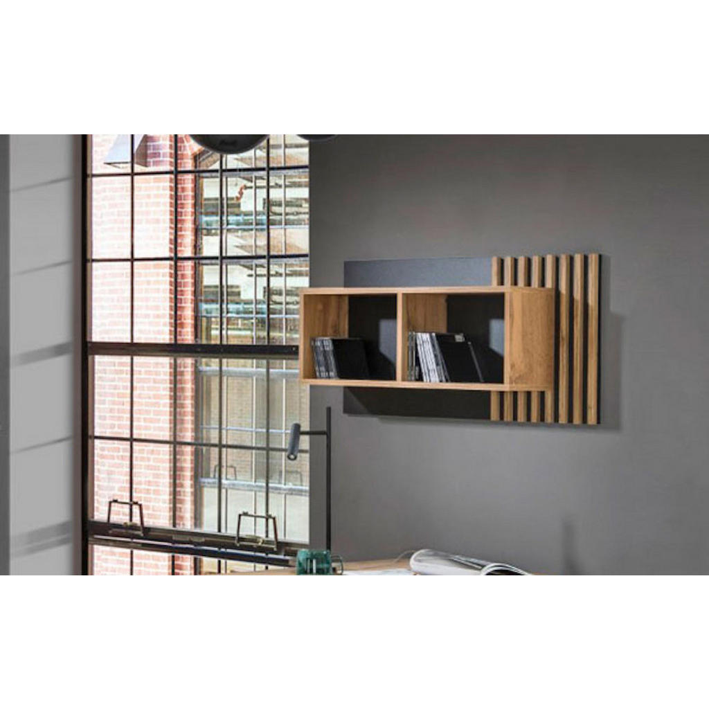 Thumbnail - Feldmann-Wohnen Wandregal, Braun, Schwarz, Holz, 2 Fächer, Rechteckig, 90x46x21 cm, Wohnzimmer, Regale, Wandregale