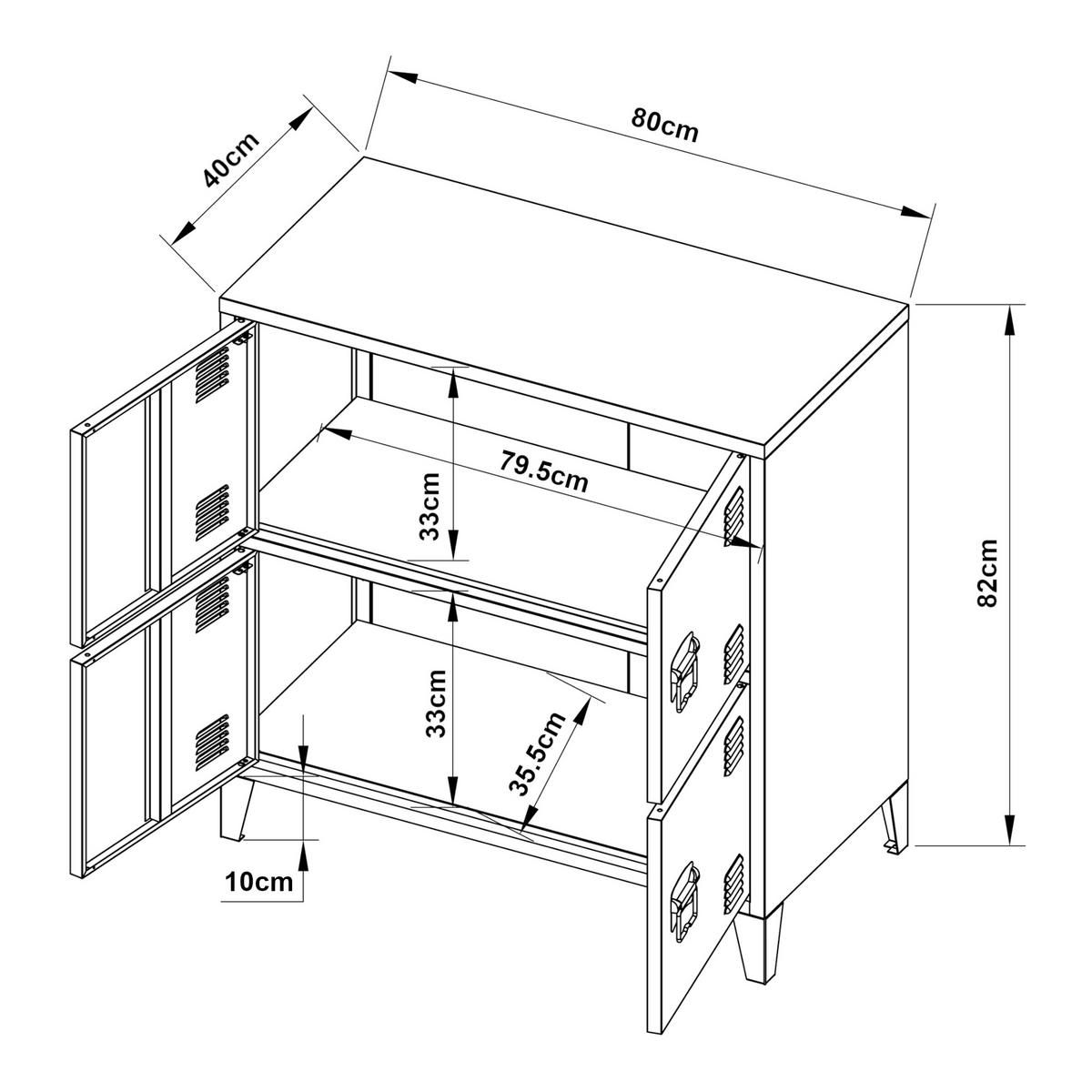 BÜROSCHRANK Hamina - Weiß, Metall (80/82/40cm) - [en.casa]