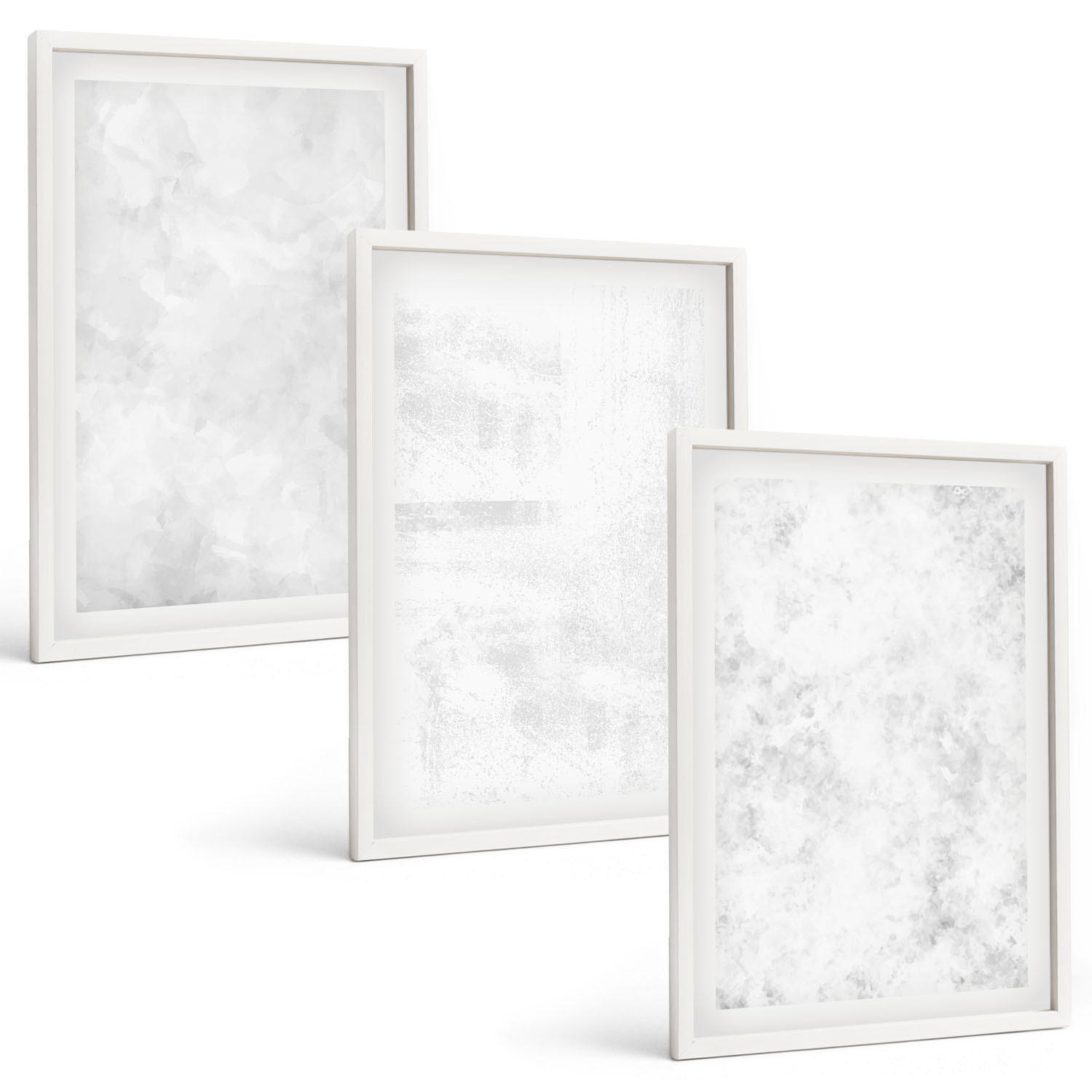 BILDER SET 3er Set - 40x60 cm Weißer Rahmen - Minimalistischer Hintergrund mit weißen Punkten - Weiß, Kunststoff (40/60cm) - TULUP