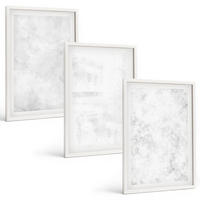 BILDER SET 3er Set - 40x60 cm Weißer Rahmen - Minimalistischer Hintergrund mit weißen Punkten - Weiß, Kunststoff (40/60cm) - TULUP