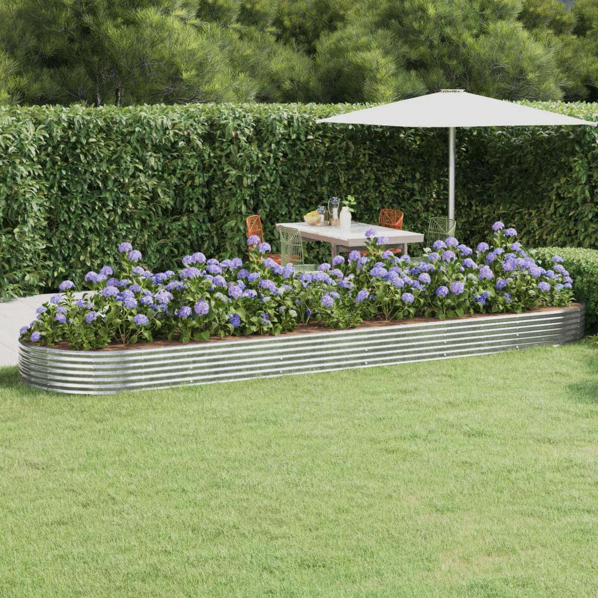 HOCHBEET Verzinkter Stahl 523x140x36 cm Silbern - Silberfarben, Metall (140/36/523cm) - furnicato