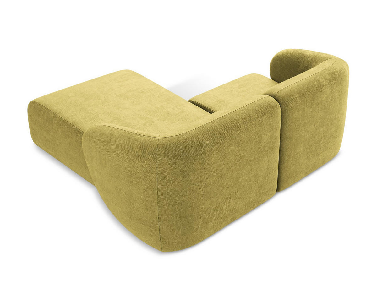 ECKSOFA Rechts Chenille Stoff Grün - Limette/Schwarz, Holzwerkstoff/Kunststoff (178/166cm) - Makamii