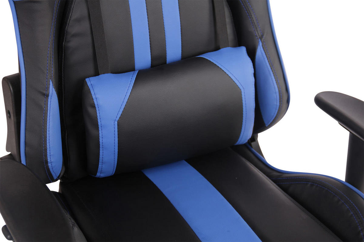 CHEFSESSEL Lederlook Schwarz/Blau - Blau/Schwarz, Textil/Metall (67/128/51cm) - CLP