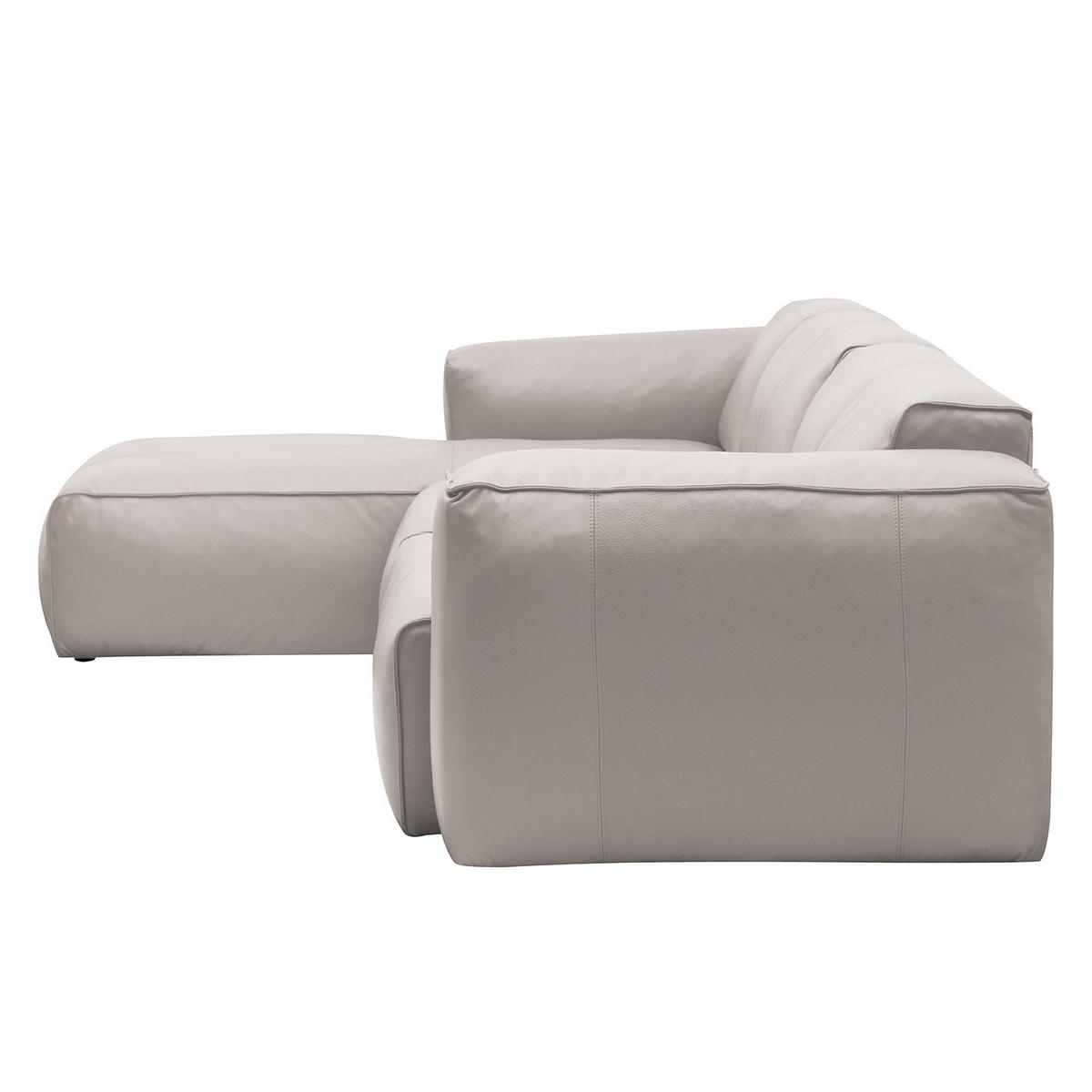 3-SITZER ECKSOFA mit Longchair - Hellgrau/Schwarz, Leder/Kunststoff (317/173cm) - home24