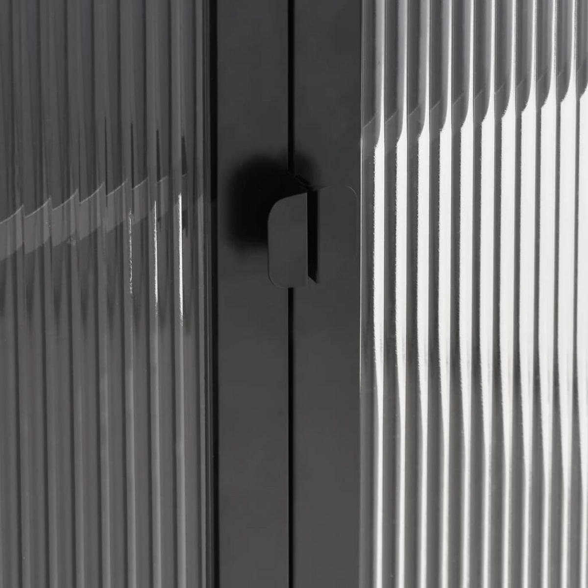 SIDEBOARD mit Glastüren, 75/35/105 cm, aus Stahl, in Schwarz - Schwarz, Metall (75/105/35cm) - vidaXL