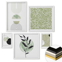 WANDBILDER 5er-Set - 50x50 cm & 20x30 cm & 40x60 cm Weißer Rahmen - Abstrakte Formen und Farben - Weiß, Kunststoff (40/60cm) - ArtPrintCave