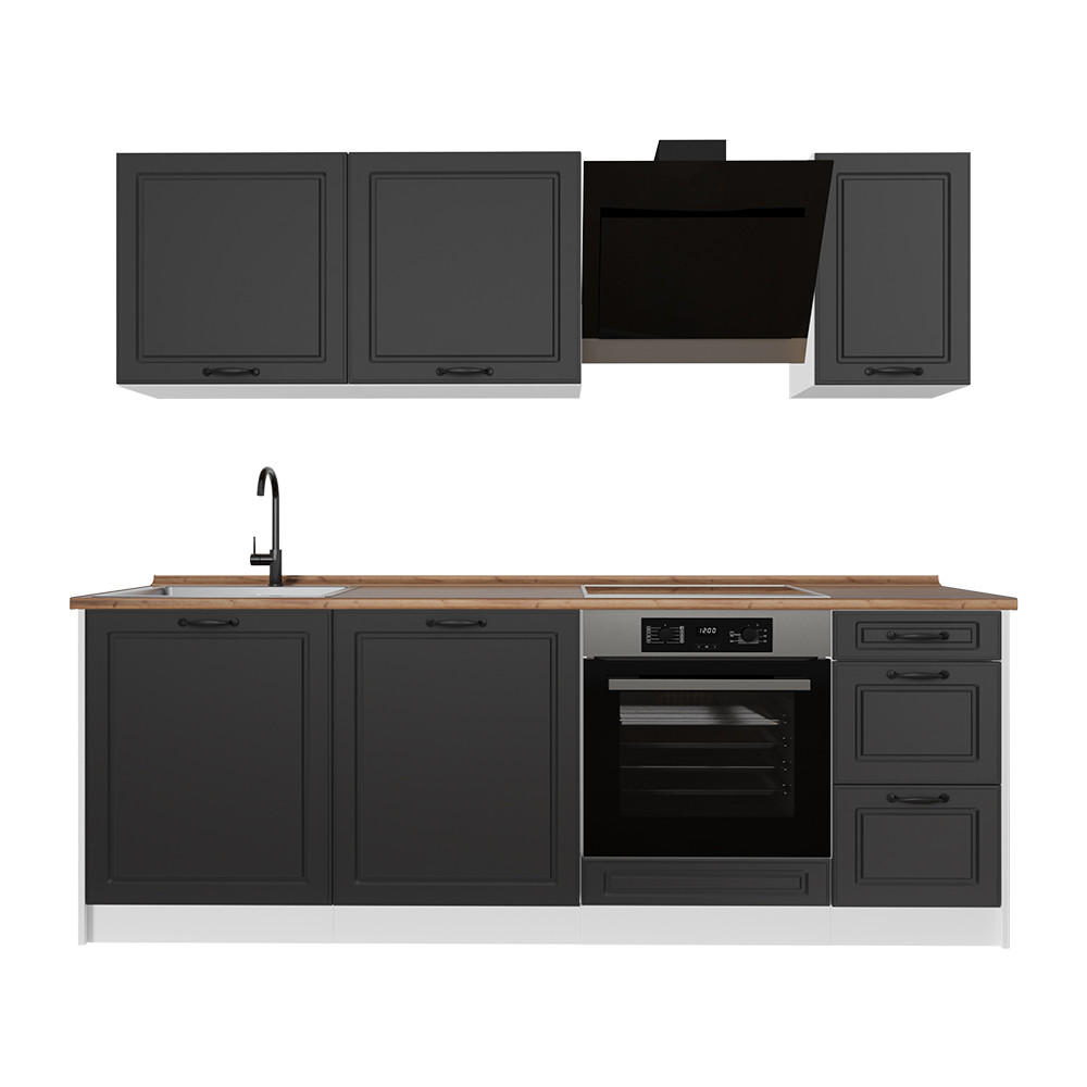 Vicco Küchenzeile Anthrazit, Weiß 220x81.6x60 cm