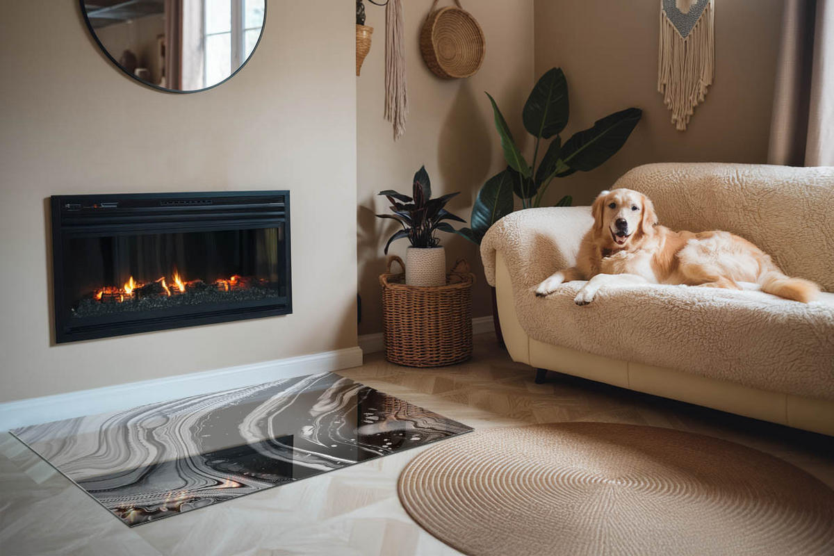 GLASPLATTE für Kamin 120x80 cm - Multicolor, Glas (120/80/0.4cm) - TULUP