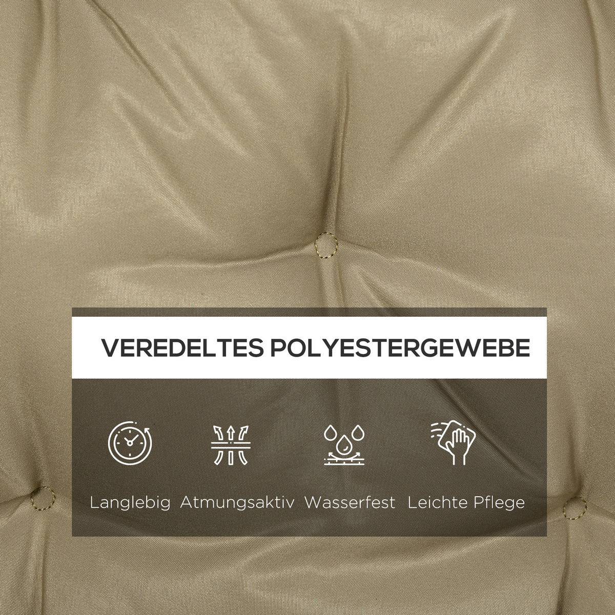 BANKAUFLAGE 3-Sitzer 150 x 98 x 8 cm - Beige, Kunststoff (98/8/150cm) - Outsunny