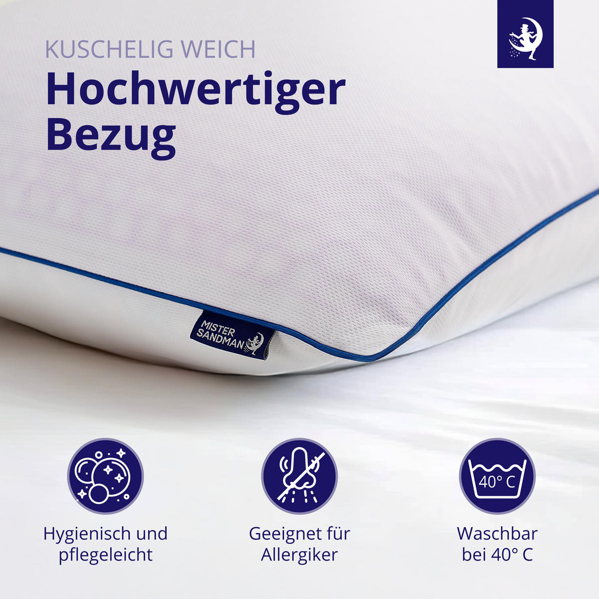 NACKENKISSEN 40x80 cm - Orthopädisches Kissen mit Memory Foam - kühlend und formstabil - für erholsamen Schlaf - Weiß, Textil (40/80cm) - Mister Sandman