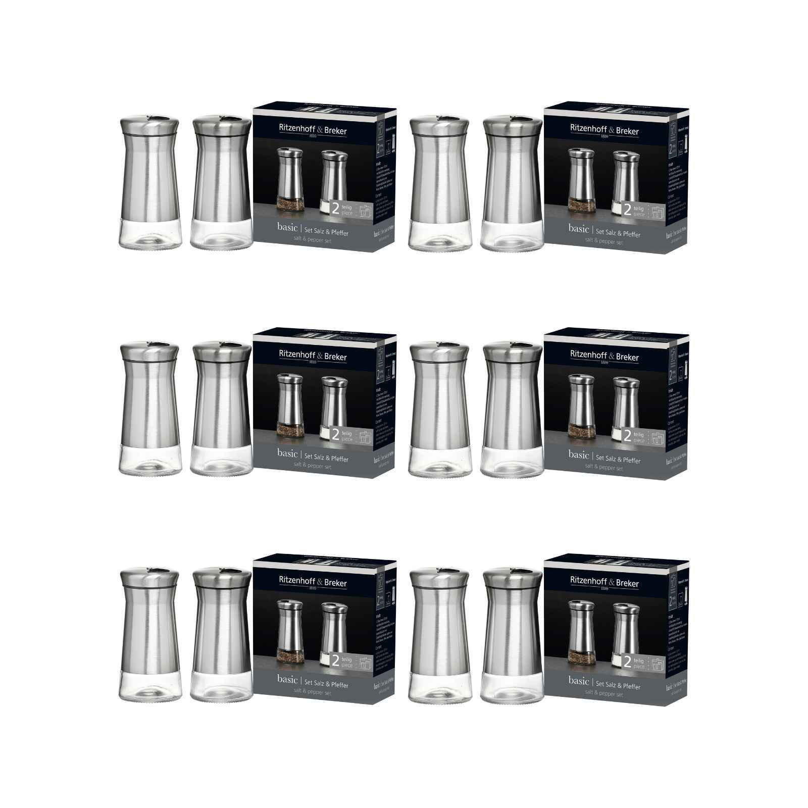 SALZ- & PFEFFERSTREUER Basic transparent-silber 120 ml 12er Set - Transparent/Silberfarben, Glas/Metall (6/12.5/12cm) - Ritzenhoff Breker