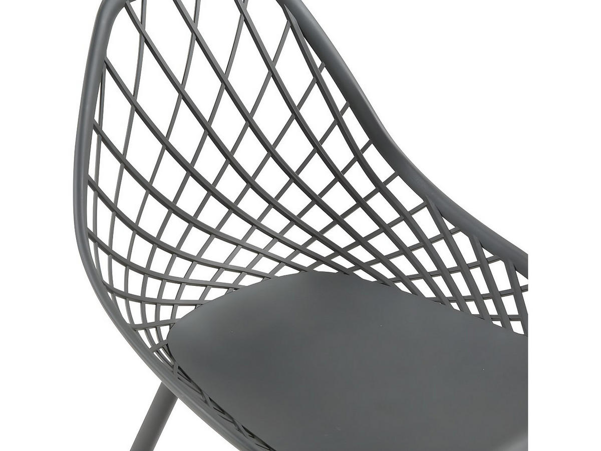 GARTENSTUHL - 54.5cm x 49cm - Polypropylen - anthrazitgrau - MALAGA - Anthrazit, Metall - Vente-Unique