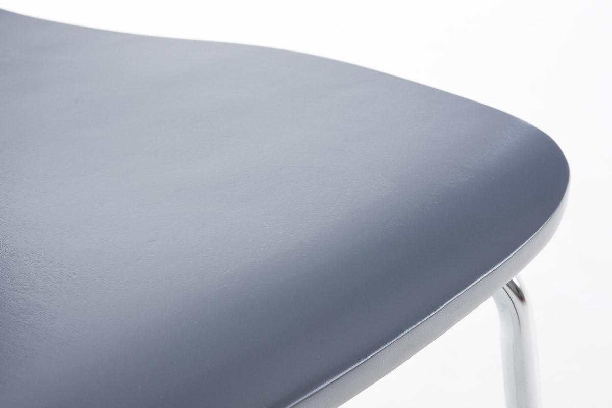 BESUCHERSTUHL Jaron mit Holzsitz und Metallgestell, Farbe: Grau - Chromfarben/Grau, Holz/Metall (43/84/50cm) - TPFLiving