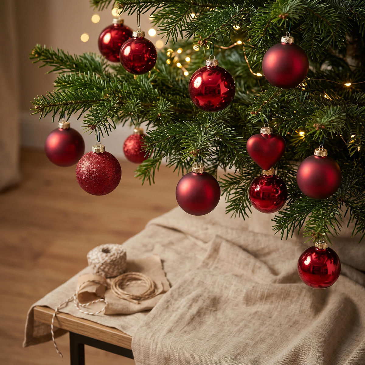 CHRISTBAUMKUGEL 42er-Set 36/13/28 cm - Rot, Glas (13/28/36cm) - Home Styling Collection