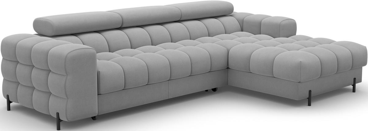 ECKSOFA FELRO mit Schlaffunktion, Bettkasten & verstellbaren Kopfstützen – Modernes Premium-Ecksofa in L-Form - Grau, Kunststoff (181/285cm) - Wohnideebilder