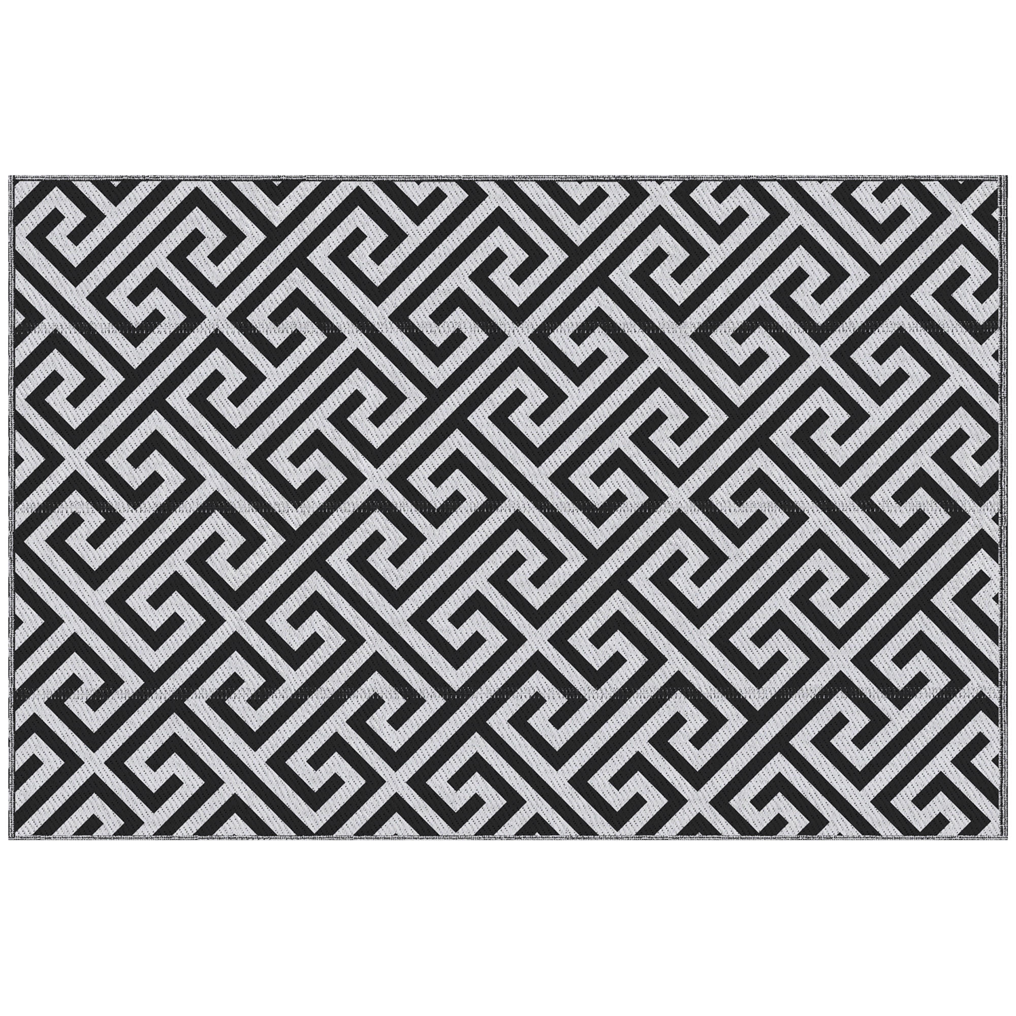OUTDOORTEPPICH, PP-Kunststoff, Schwarz+Weiß - Schwarz/Weiß, Kunststoff (243/152cm) - Outsunny