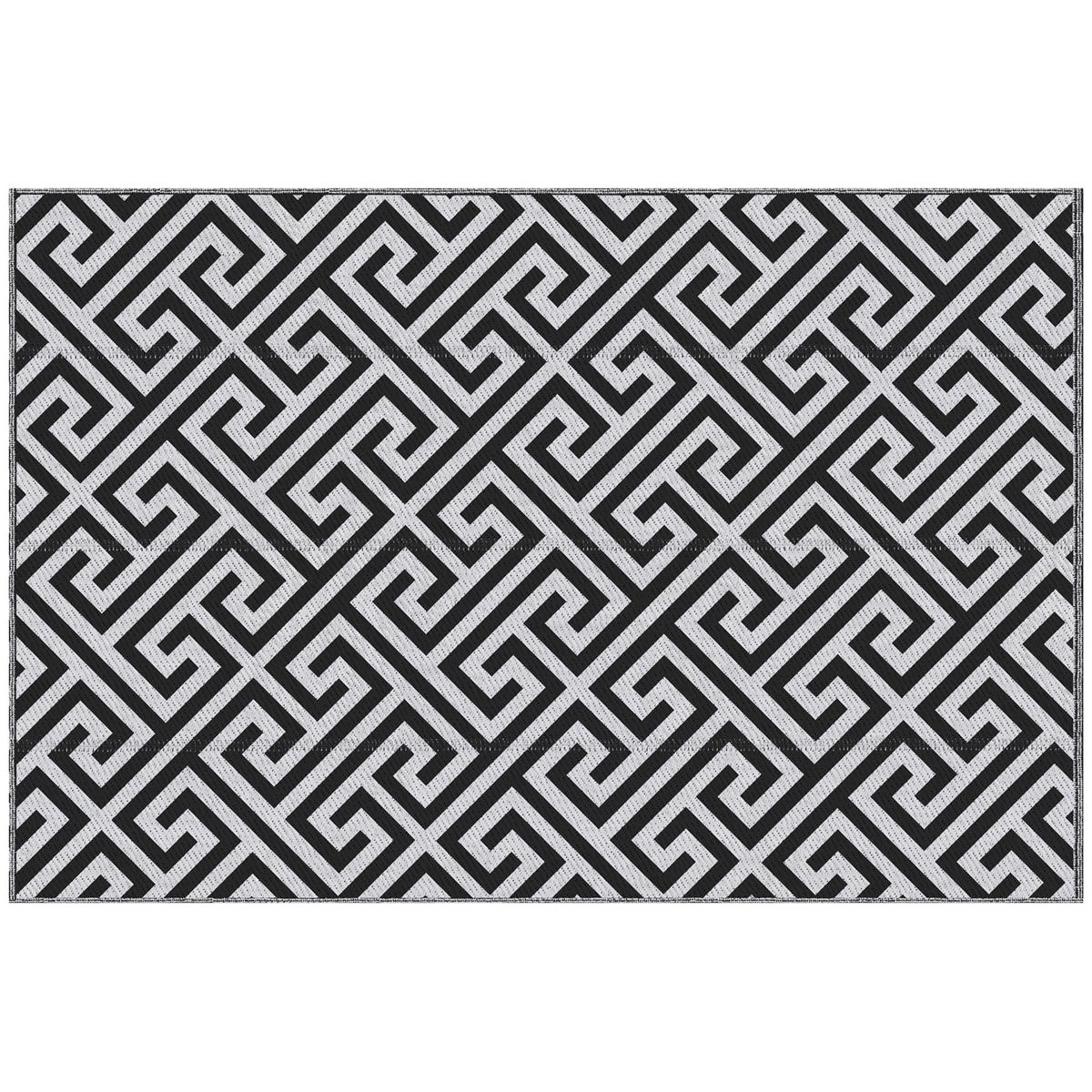 OUTDOORTEPPICH, PP-Kunststoff, Schwarz+Weiß - Schwarz/Weiß, Kunststoff (243/152cm) - Outsunny