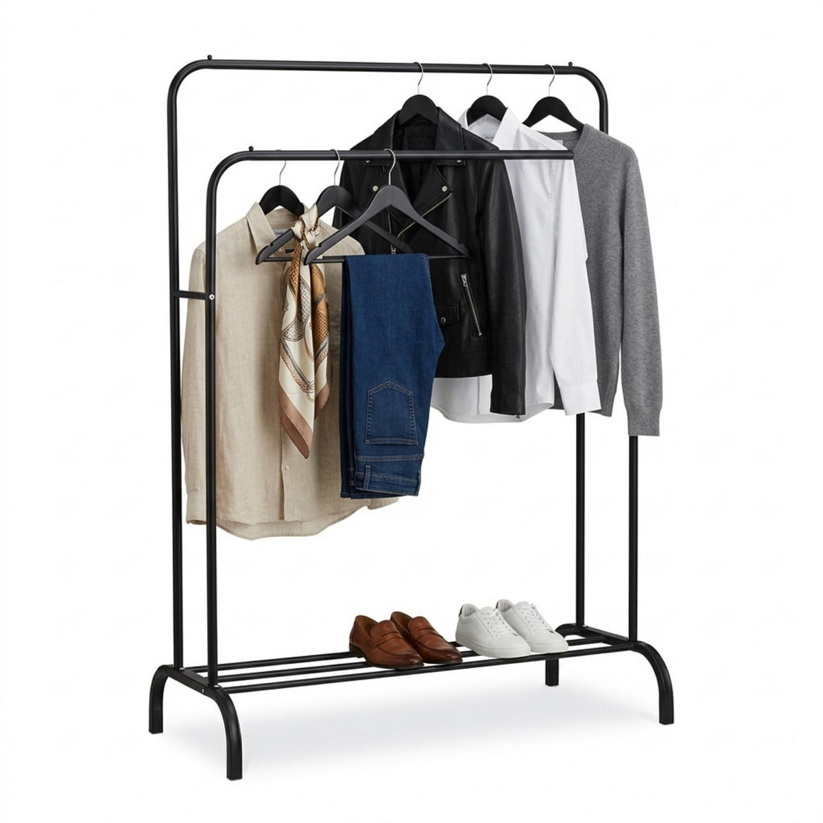 VĚŠÁK - černá, kov/plast (110/146/56cm) - Relaxdays