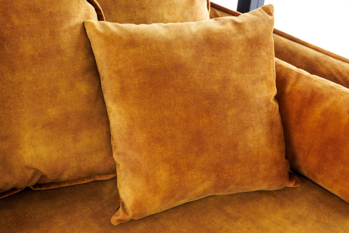 3-SITZER SOFA HEAVEN Samt Senfgelb 200 cm - Gelb, Holz/Textil (202/88/105cm) - riess-ambiente