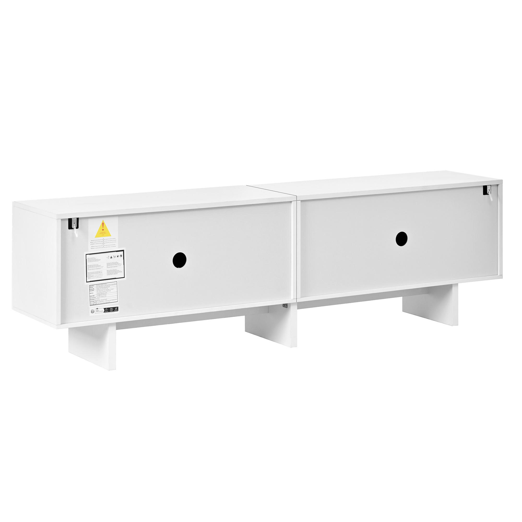 TV-ELEMENTTV Schrank Weiß 170x35x50cmModernes Lowboard 4 Türen geometrisches Bogenmuster - Weiß, Holz (48.01/18.29/96.01cm) - Raelunyi