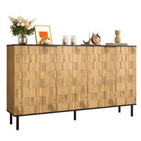 SIDEBOARD 160/35/80,5 cm mit 2 Türen in Natur/Schwarz & Mosaikfronten - Naturfarben, Holzwerkstoff (160/80/35cm) - BEAOK