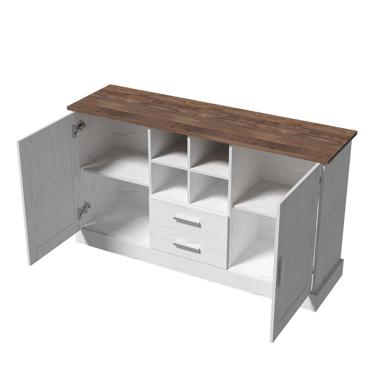 SIDEBOARD 140/40/79.5 cm Weiß/Braun aus Spanplatte mit Soft-Close-Scharnieren - Braun, Holzwerkstoff (40/79.5/140cm) - OKMYHOME