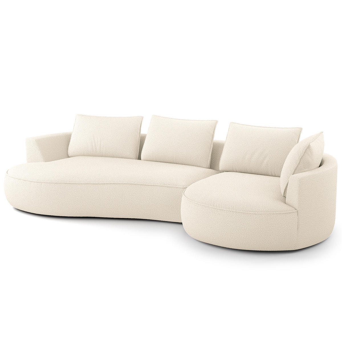 BIGSOFA - Creme/Schwarz, Kunststoff/Textil (322/82/154cm) - home24